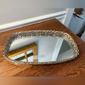 Vintage MCM Silverplate Mirrored Vanity Tray